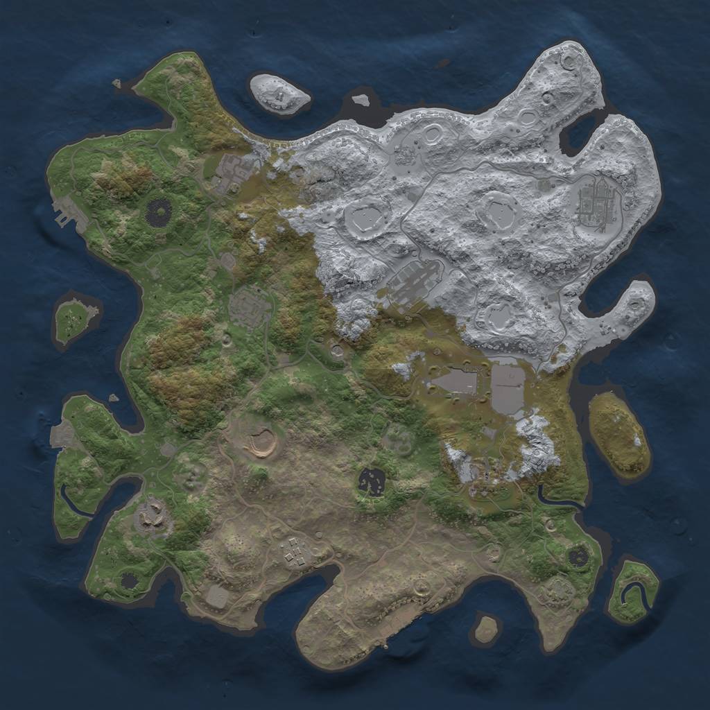 Rust Map: Procedural Map, Size: 3750, Seed: 934388105, 18 Monuments