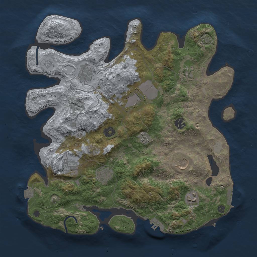 Rust Map: Procedural Map, Size: 3500, Seed: 1150325388, 17 Monuments