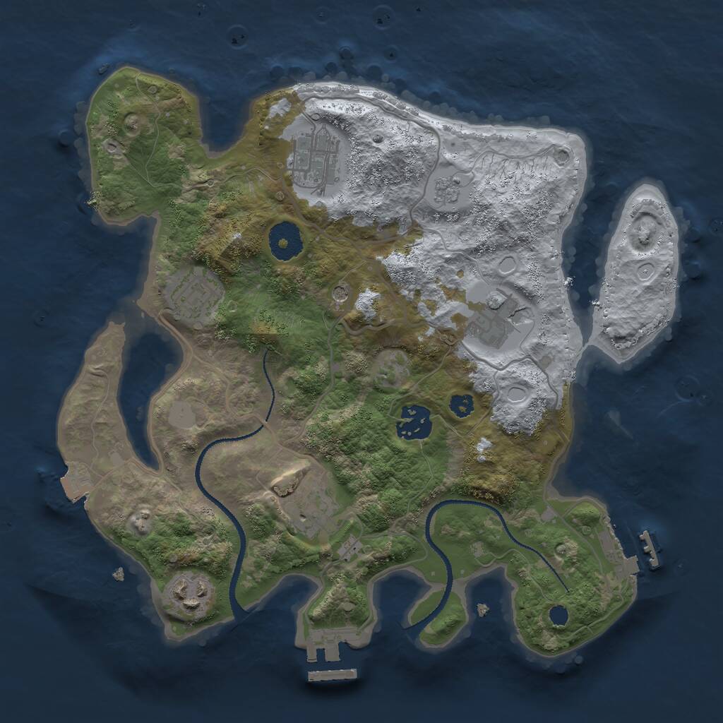 Rust Map: Procedural Map, Size: 3000, Seed: 737372, 11 Monuments