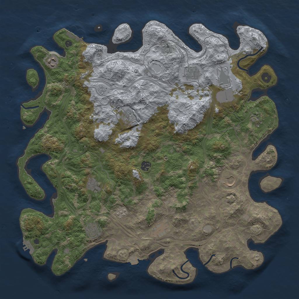 Rust Map: Procedural Map, Size: 4500, Seed: 1880927702, 19 Monuments