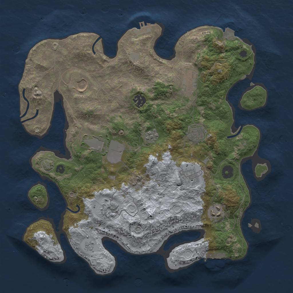 Rust Map: Procedural Map, Size: 3500, Seed: 1343876668, 17 Monuments