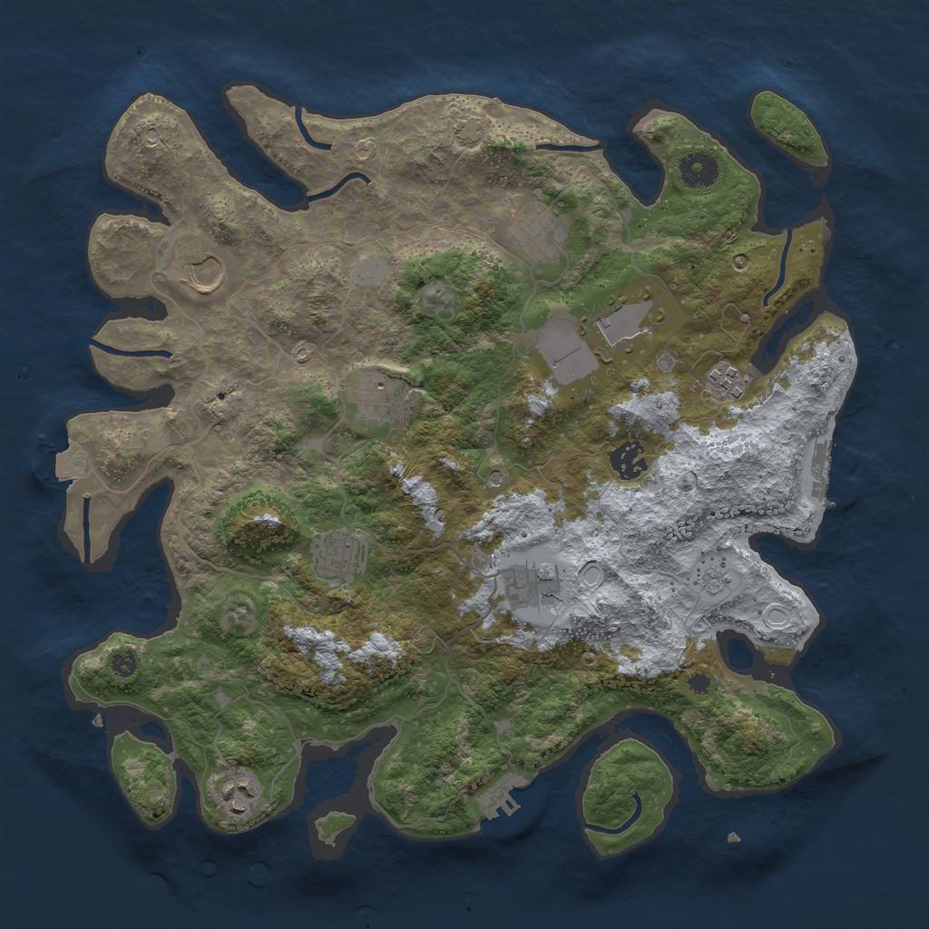Rust Map: Procedural Map, Size: 3750, Seed: 470076490, 17 Monuments