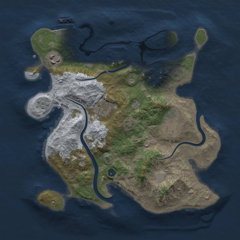 Rust Map: Procedural Map, Size: 3000, Seed: 1241424208, 8 Monuments