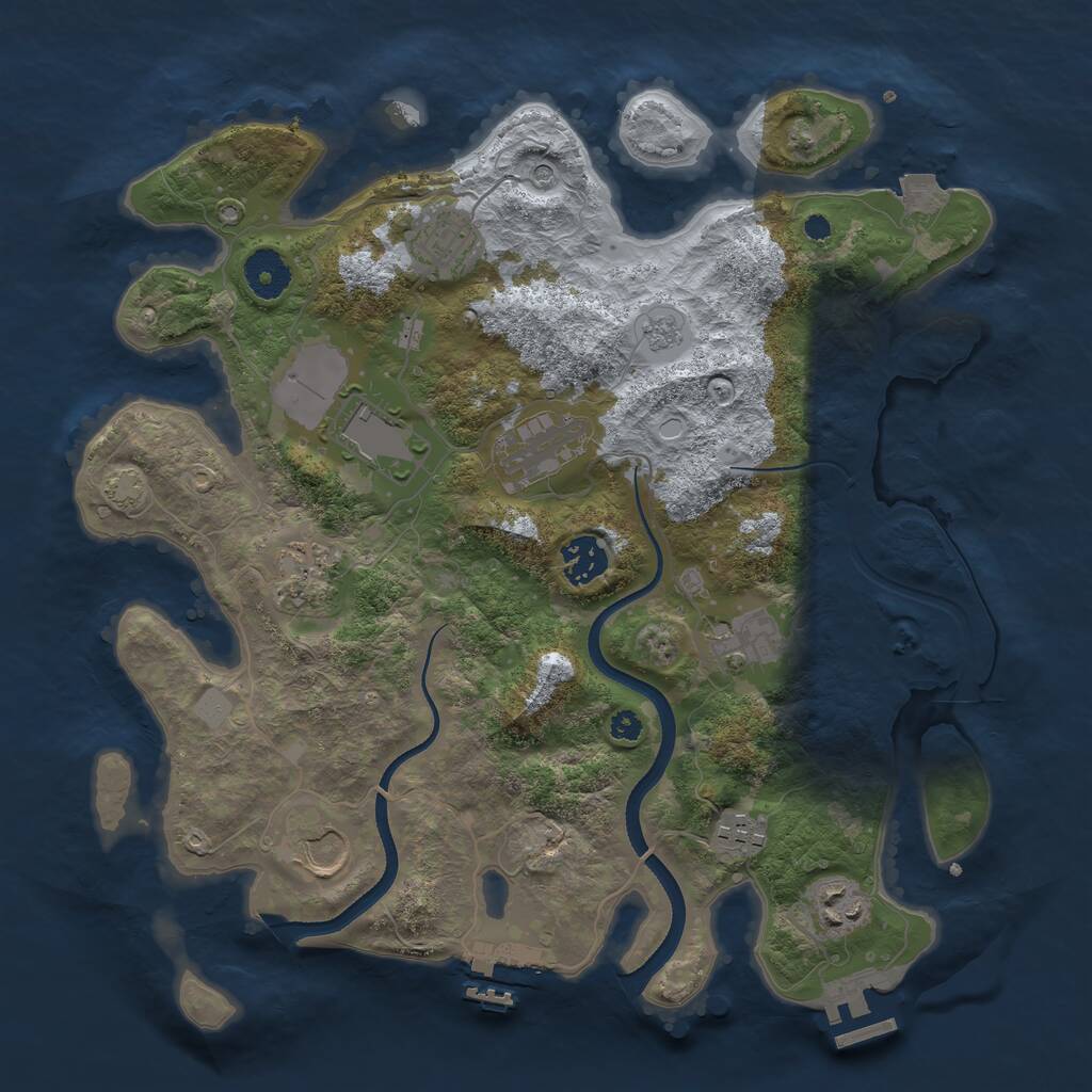 Rust Map: Procedural Map, Size: 3500, Seed: 836705774, 15 Monuments