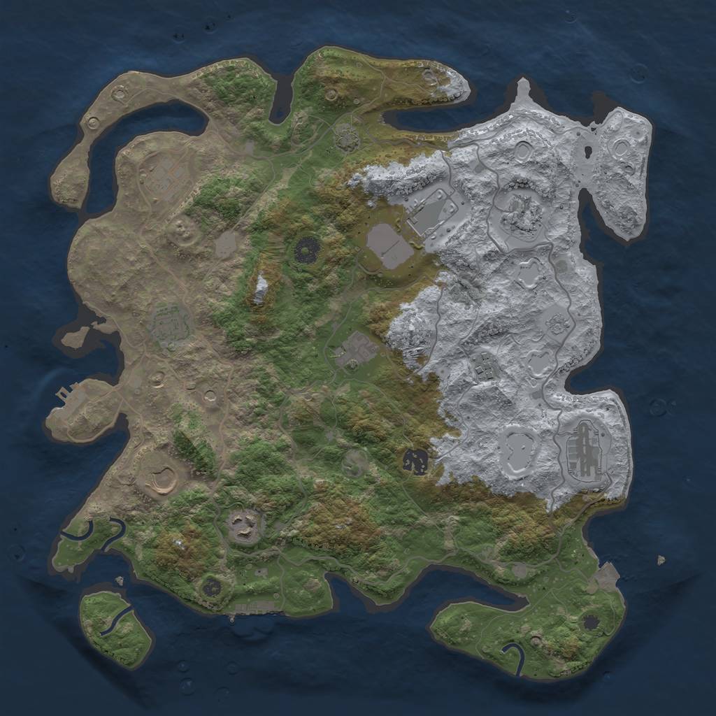 Rust Map: Procedural Map, Size: 4000, Seed: 54049096, 18 Monuments