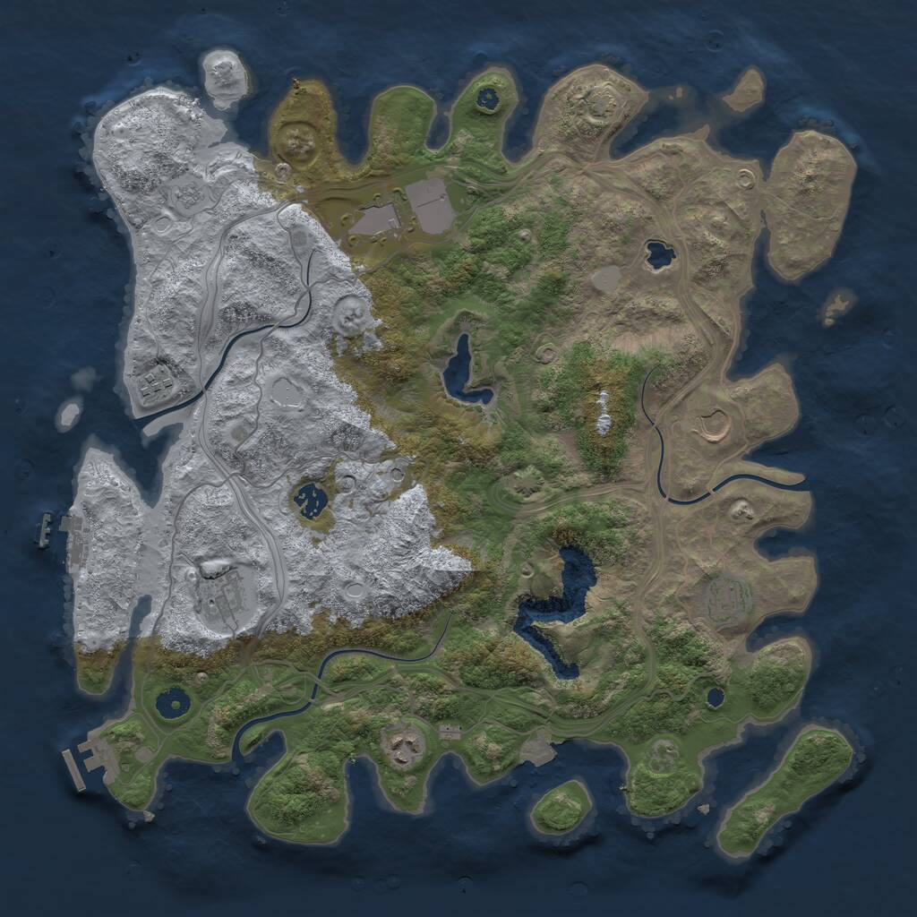 Rust Map: Procedural Map, Size: 4250, Seed: 169734338, 13 Monuments