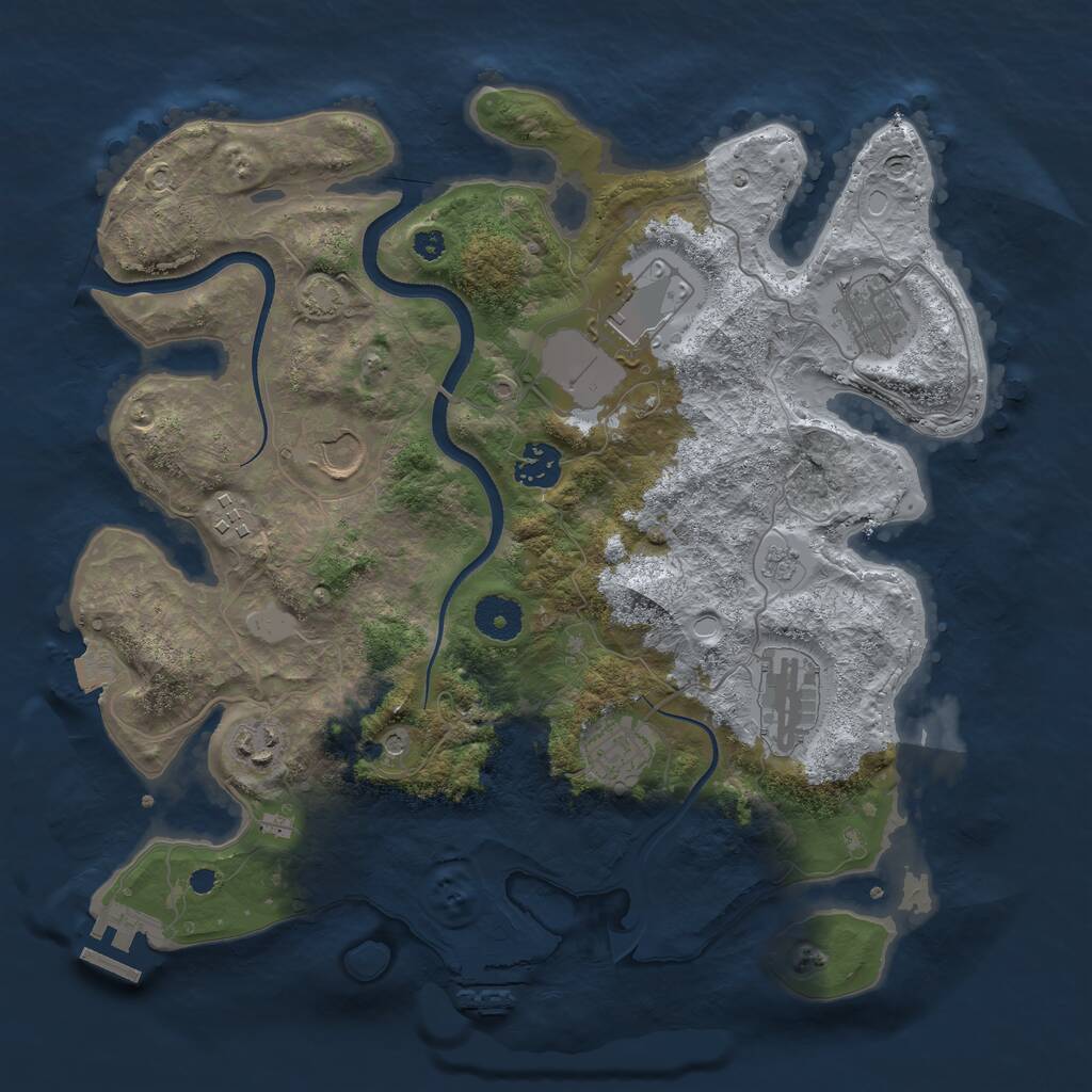 Rust Map: Procedural Map, Size: 3500, Seed: 10653517, 14 Monuments