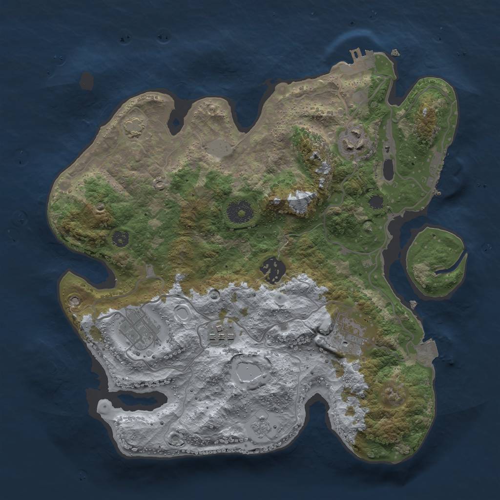 Rust Map: Procedural Map, Size: 3000, Seed: 413355274, 12 Monuments