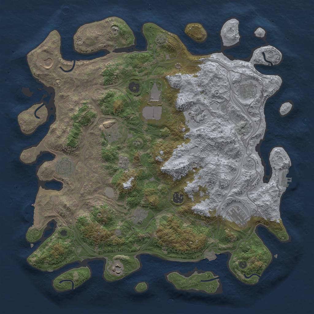 Rust Map: Procedural Map, Size: 4250, Seed: 720317530, 19 Monuments