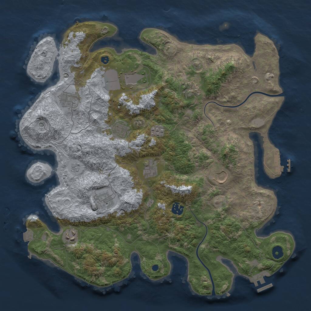 Rust Map: Procedural Map, Size: 3850, Seed: 673193877, 16 Monuments