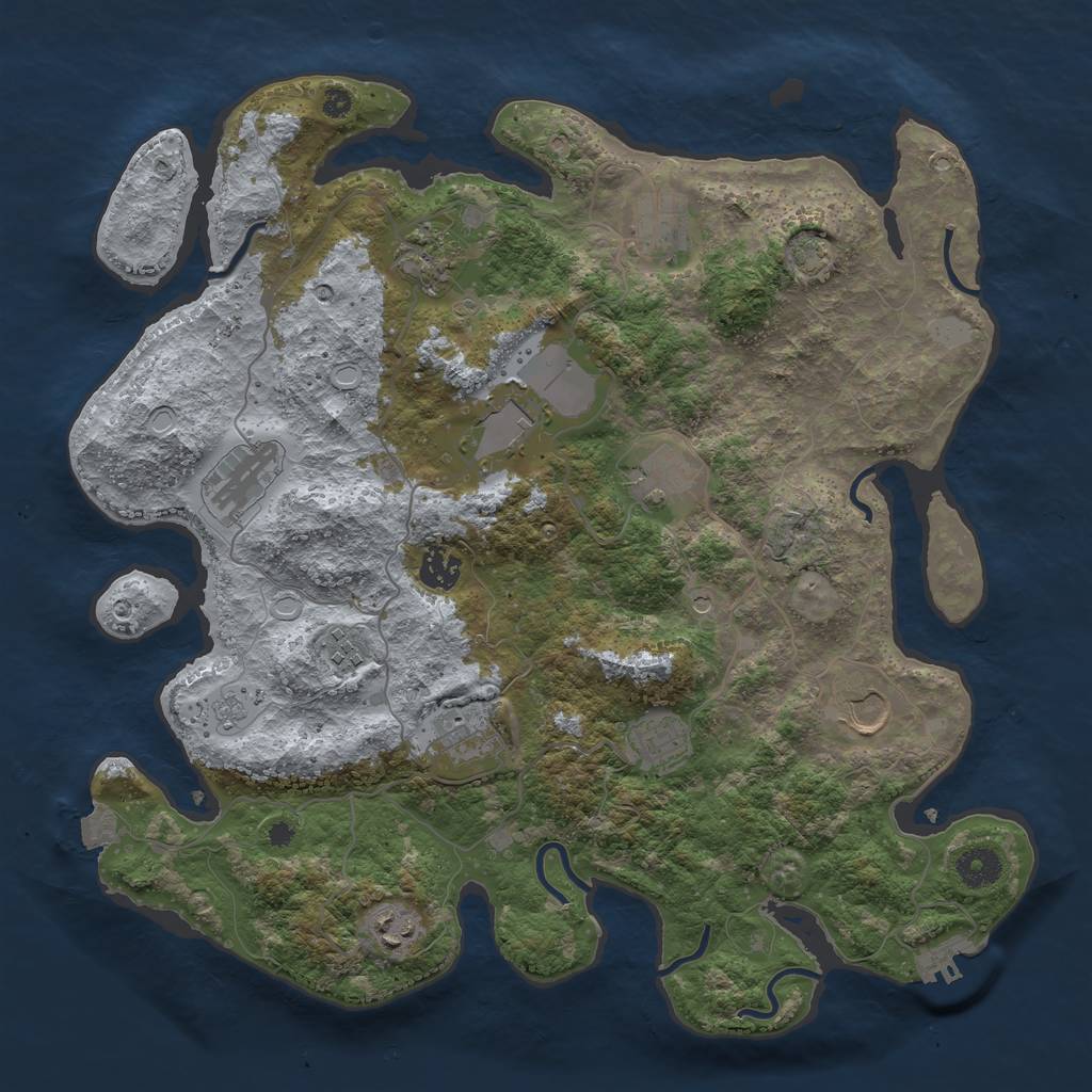 Rust Map: Procedural Map, Size: 3850, Seed: 673193877, 18 Monuments