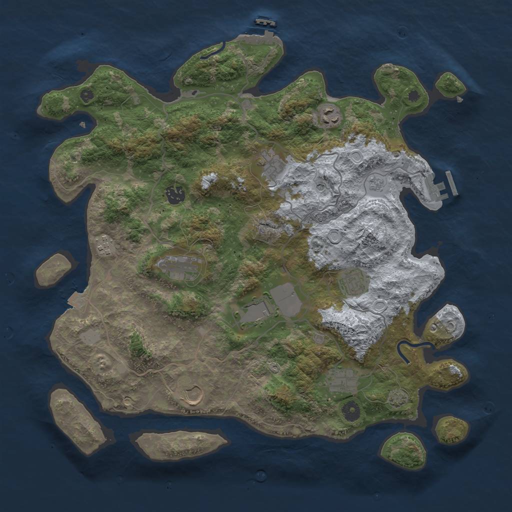 Rust Map: Procedural Map, Size: 4000, Seed: 1188026806, 17 Monuments
