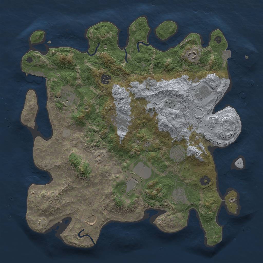 Rust Map: Procedural Map, Size: 3875, Seed: 960987457, 17 Monuments