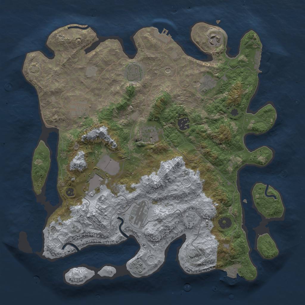 Rust Map: Procedural Map, Size: 3650, Seed: 55544, 17 Monuments