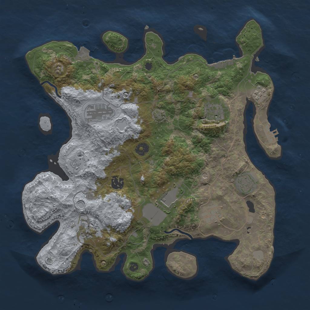 Rust Map: Procedural Map, Size: 3500, Seed: 63592583, 16 Monuments