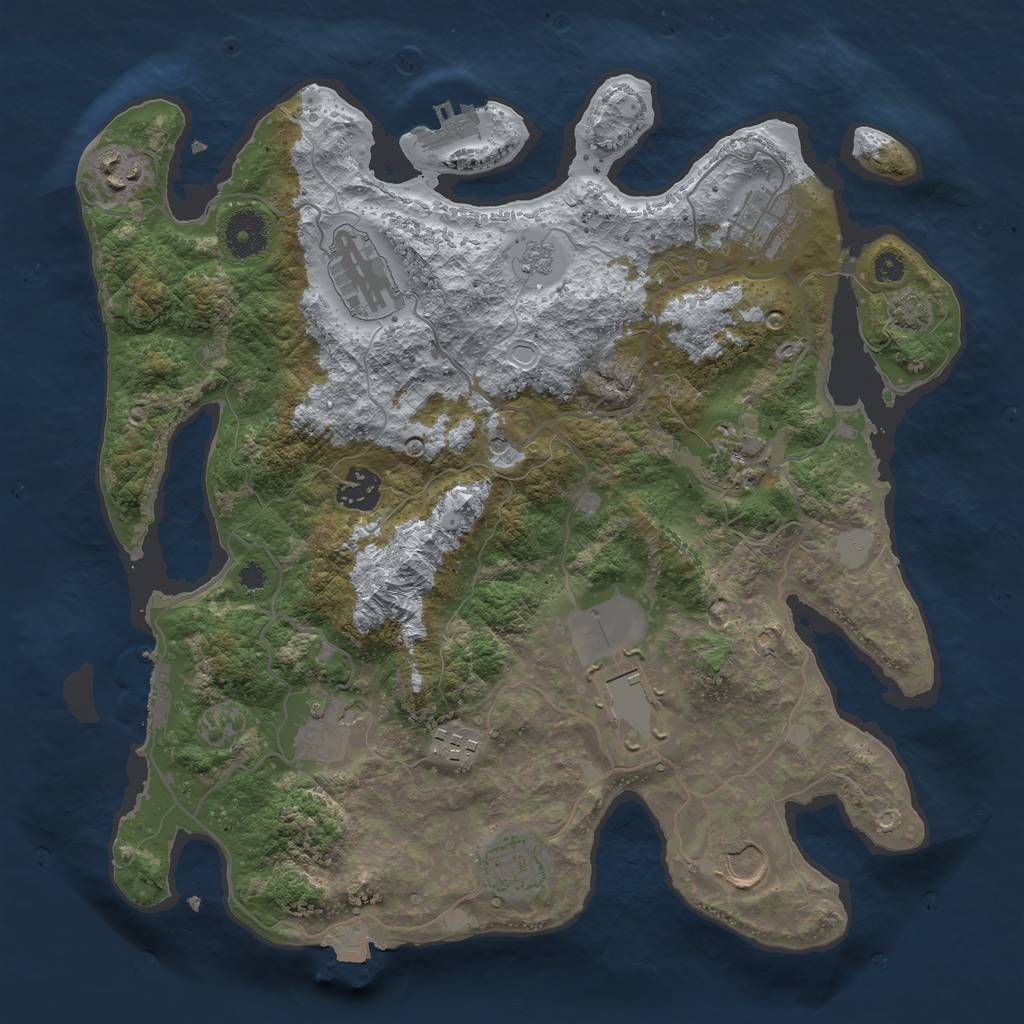 Rust Map: Procedural Map, Size: 3500, Seed: 923596009, 18 Monuments