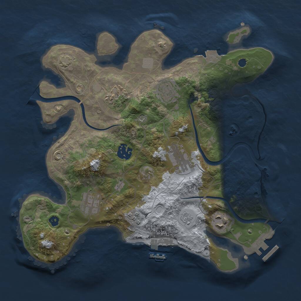 Rust Map: Procedural Map, Size: 3000, Seed: 3335, 13 Monuments