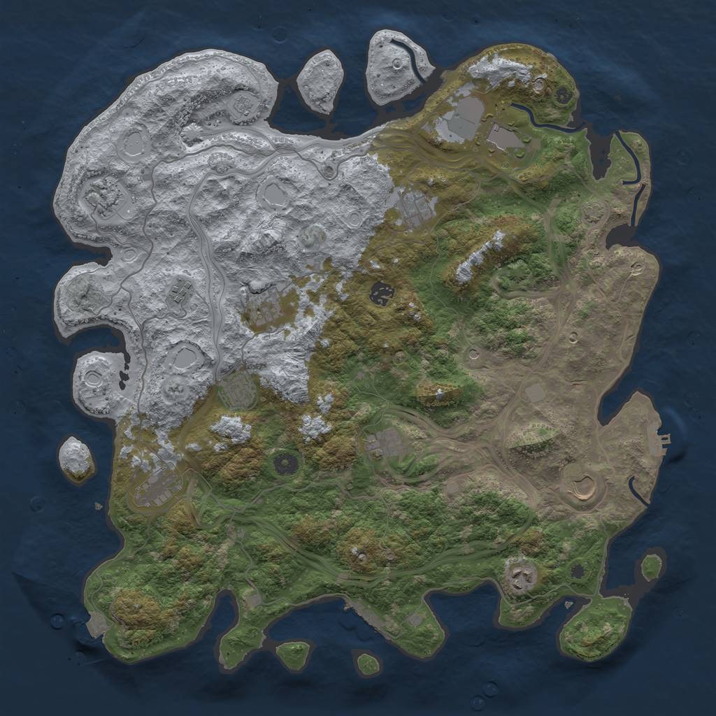 Rust Map: Procedural Map, Size: 4500, Seed: 624990131, 19 Monuments