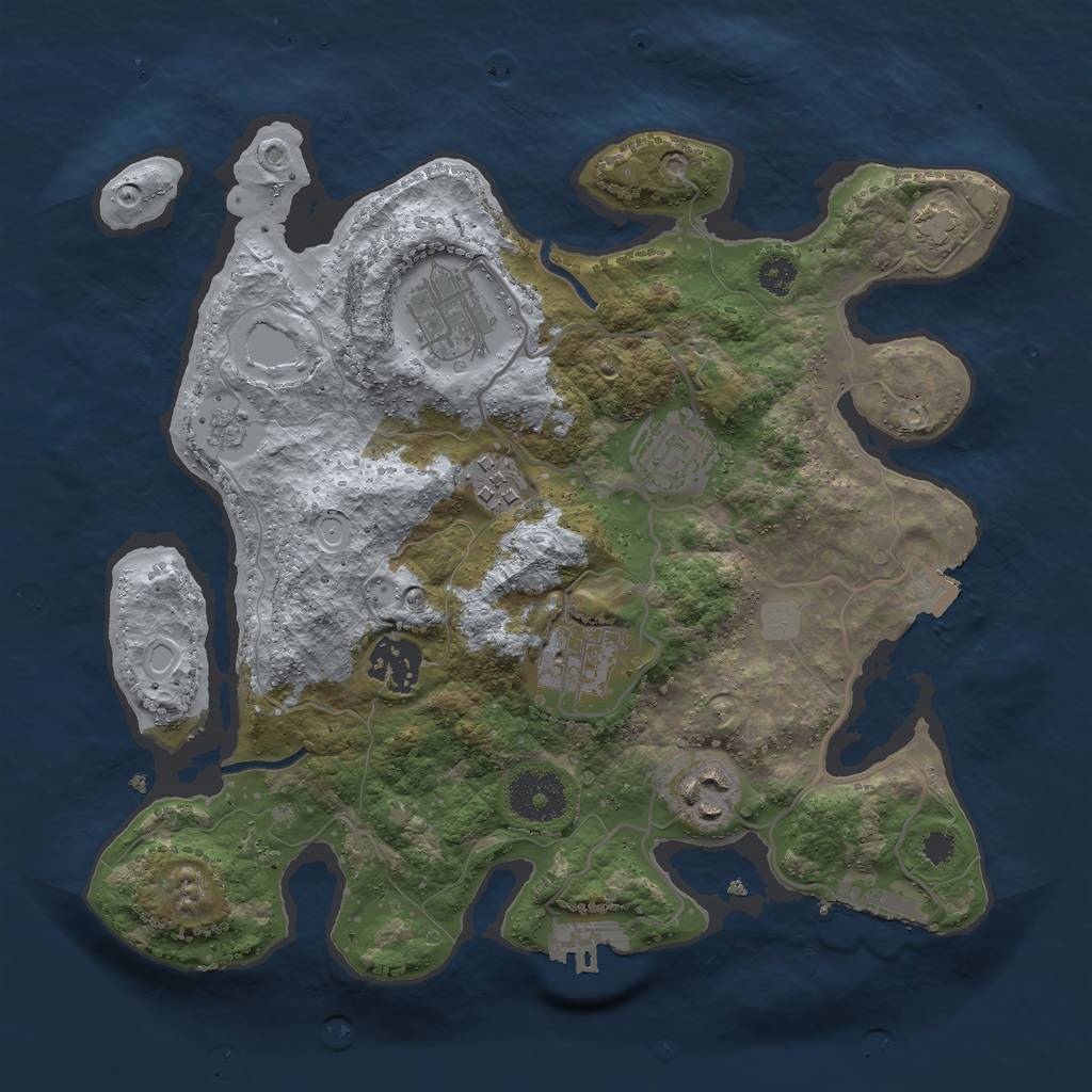 Rust Map: Procedural Map, Size: 3000, Seed: 25919, 13 Monuments