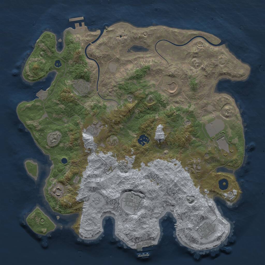 Rust Map: Procedural Map, Size: 3700, Seed: 29764255, 16 Monuments