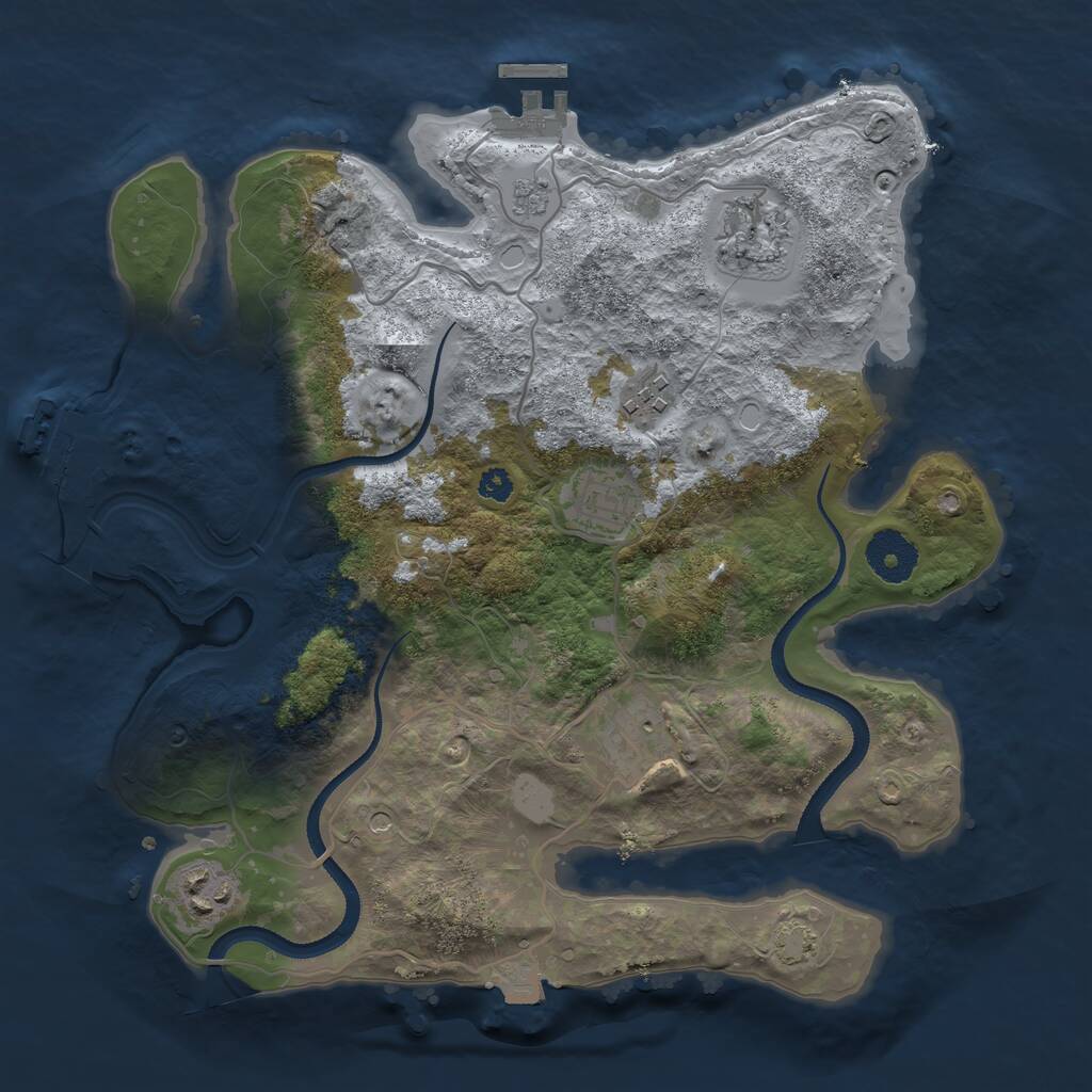 Rust Map: Procedural Map, Size: 3200, Seed: 1021937771, 11 Monuments