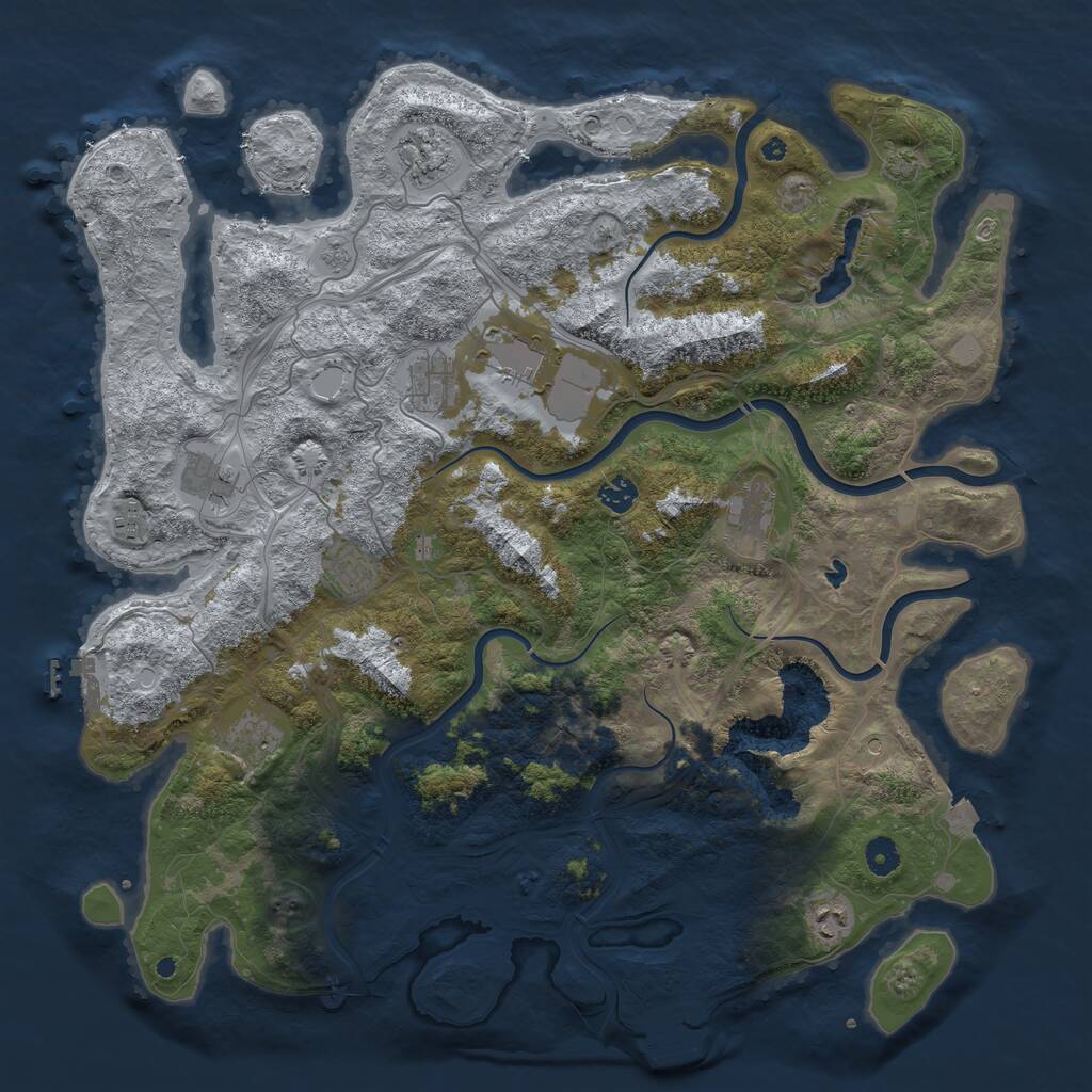 Rust Map: Procedural Map, Size: 4500, Seed: 97501, 16 Monuments