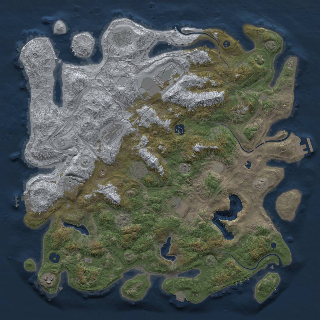 Rust Map: Procedural Map, Size: 4500, Seed: 97501, 16 Monuments