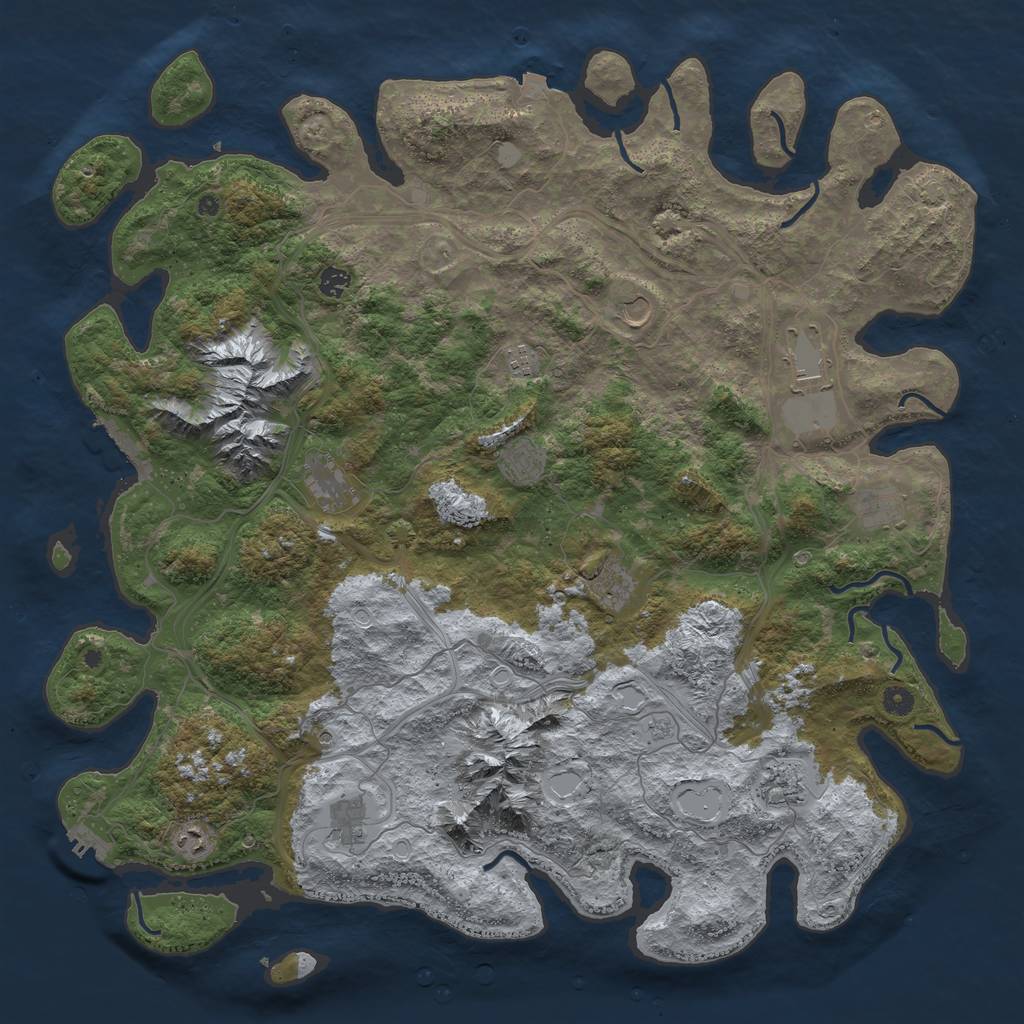 Rust Map: Procedural Map, Size: 5000, Seed: 1644658357, 19 Monuments