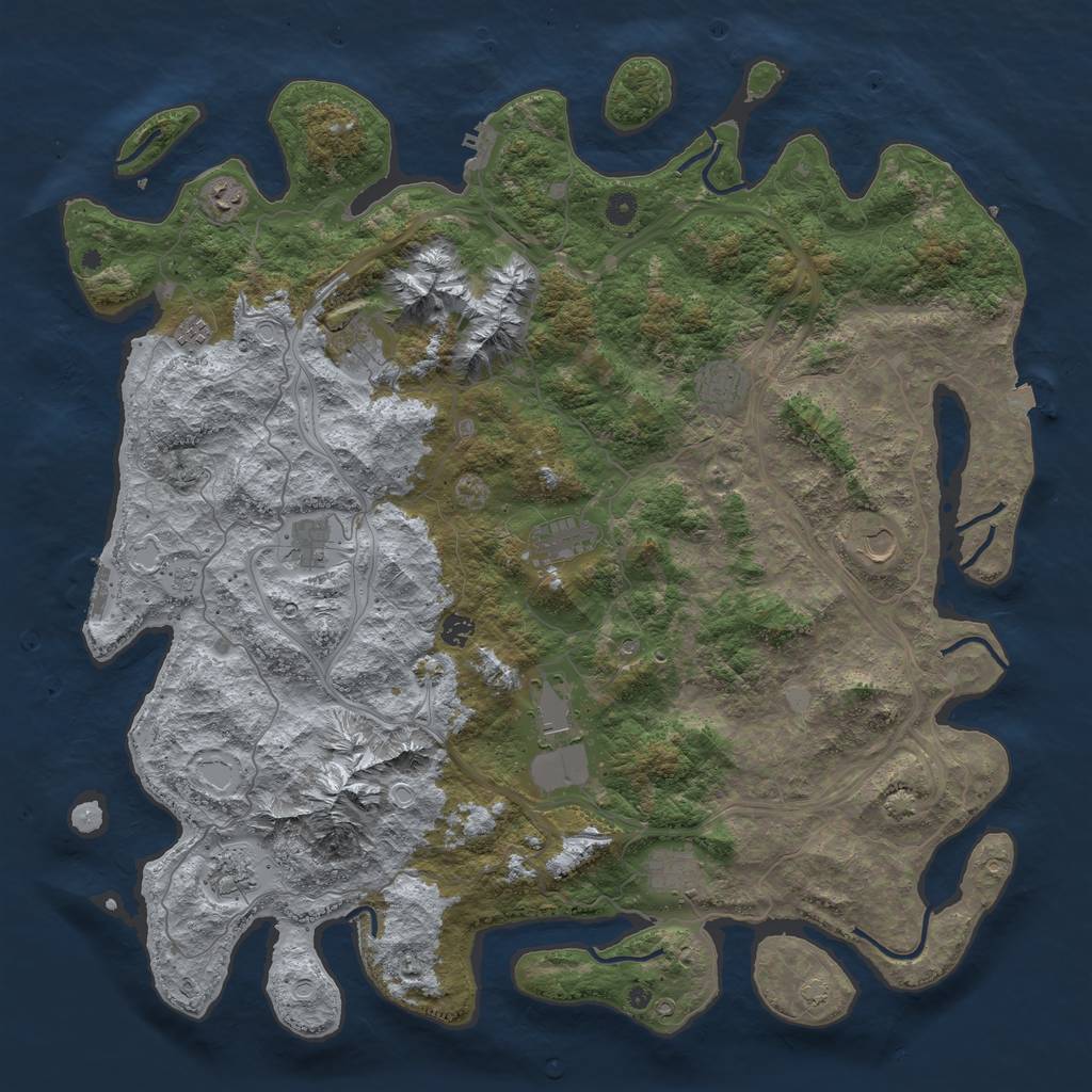 Rust Map: Procedural Map, Size: 5000, Seed: 729633, 19 Monuments