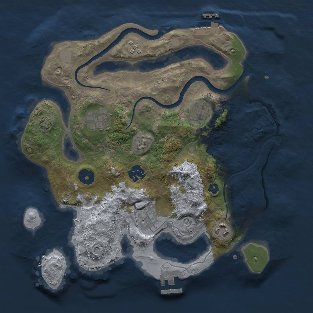 Rust Map: Procedural Map, Size: 3000, Seed: 27132, 11 Monuments