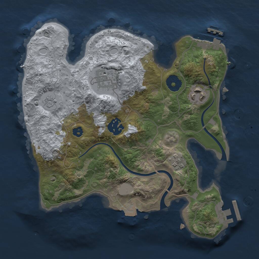 Rust Map: Procedural Map, Size: 2500, Seed: 1458385963, 8 Monuments