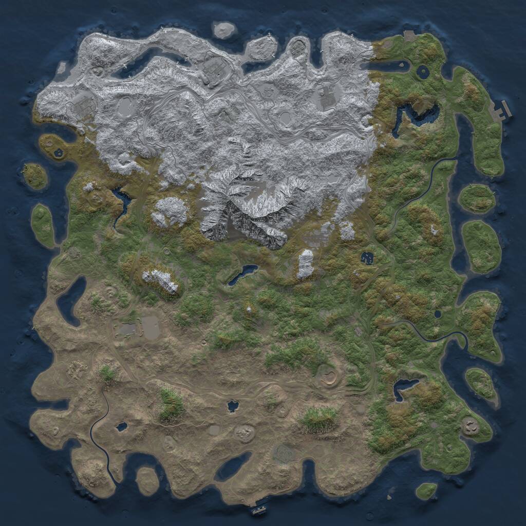 Rust Map: Procedural Map, Size: 6000, Seed: 105647580, 17 Monuments