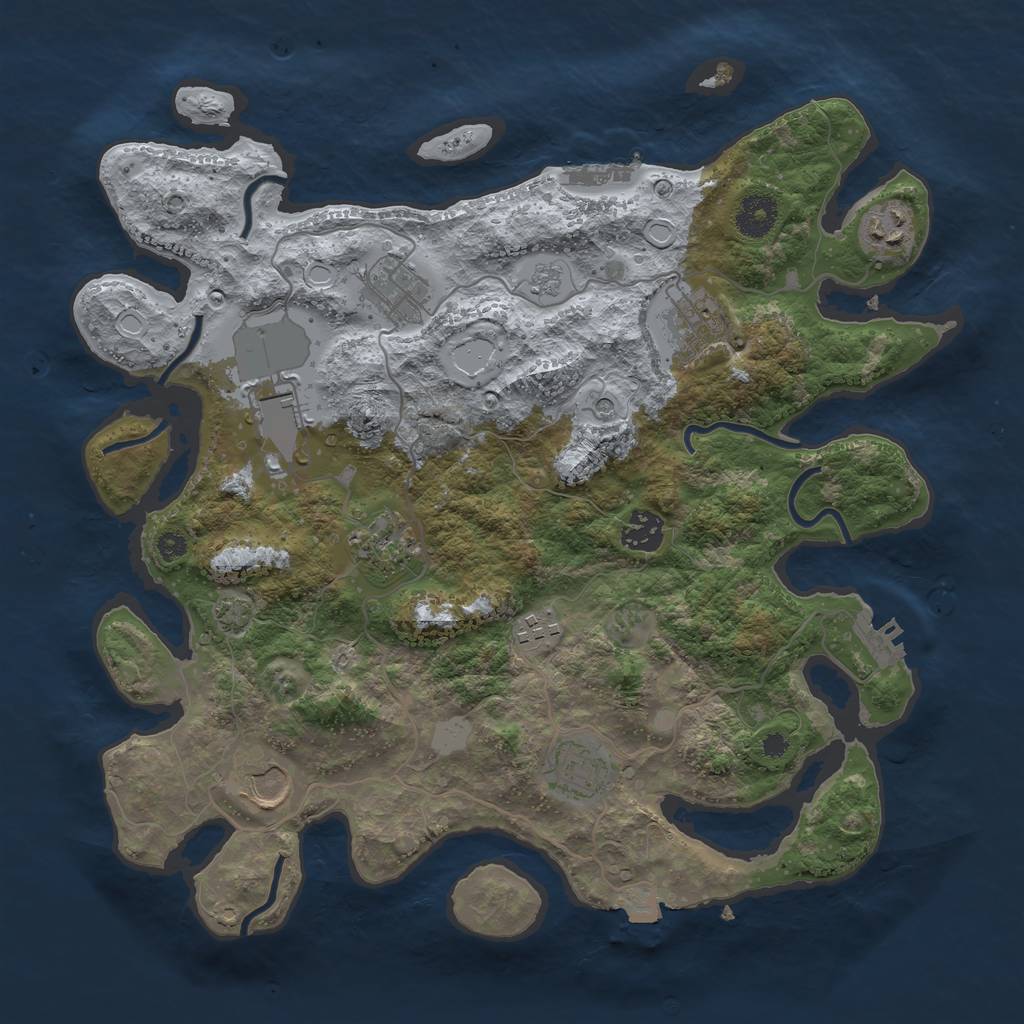 Rust Map: Procedural Map, Size: 3600, Seed: 169, 17 Monuments
