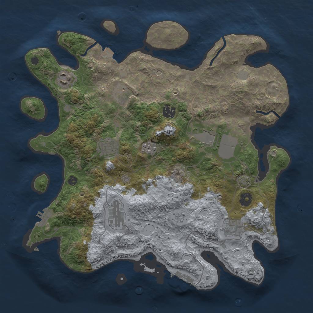 Rust Map: Procedural Map, Size: 3500, Seed: 2154245, 16 Monuments
