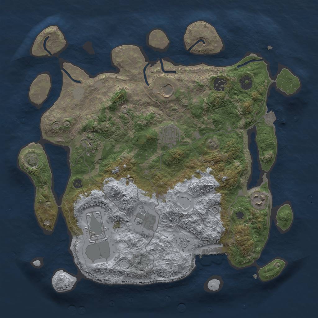 Rust Map: Procedural Map, Size: 3500, Seed: 1523840070, 14 Monuments