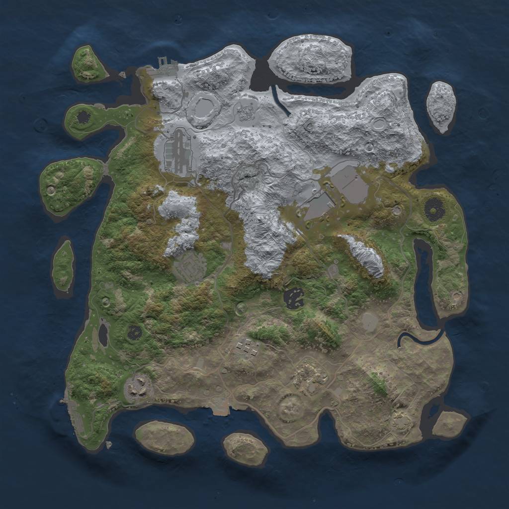 Rust Map: Procedural Map, Size: 3500, Seed: 455551238, 14 Monuments