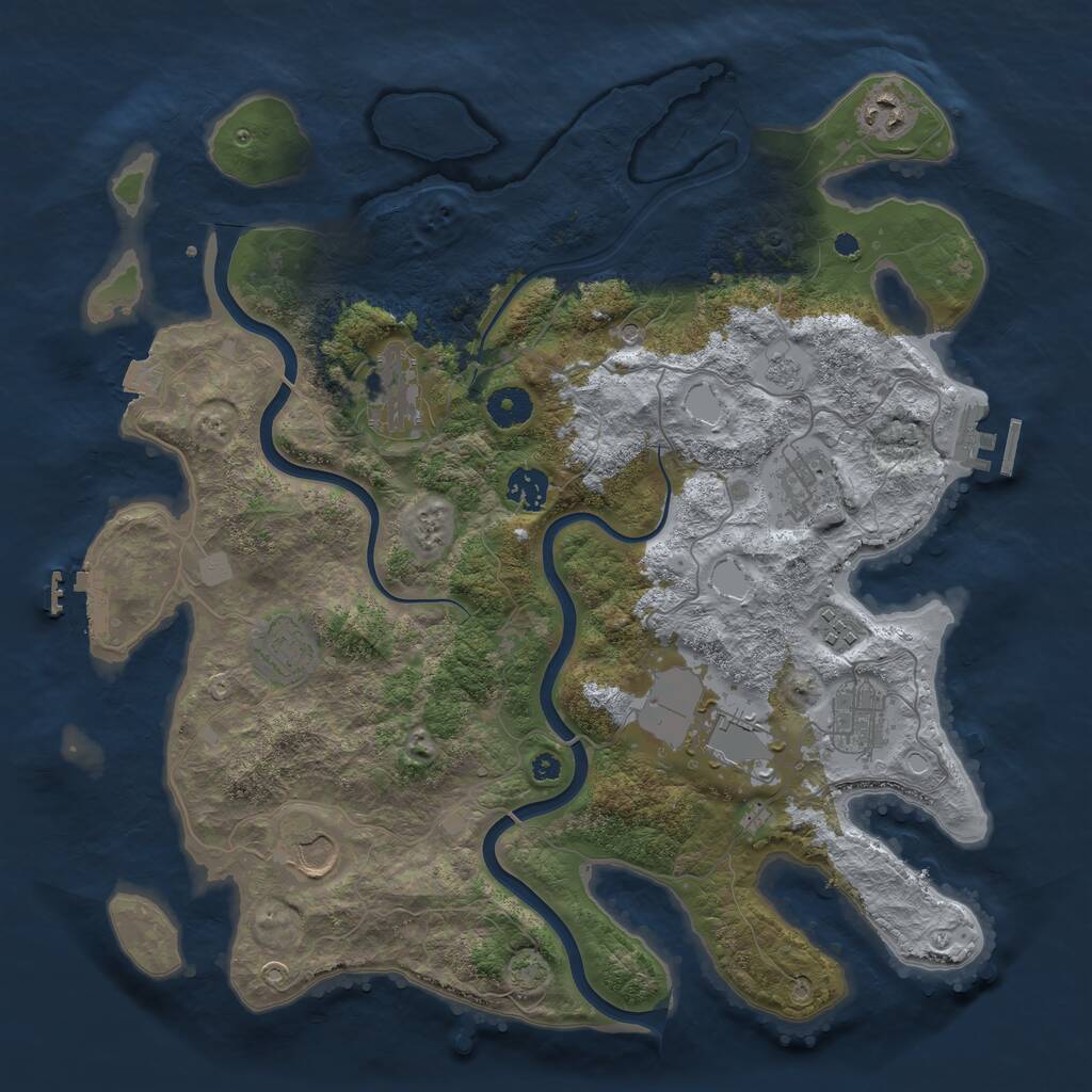 Rust Map: Procedural Map, Size: 3850, Seed: 28586751, 15 Monuments