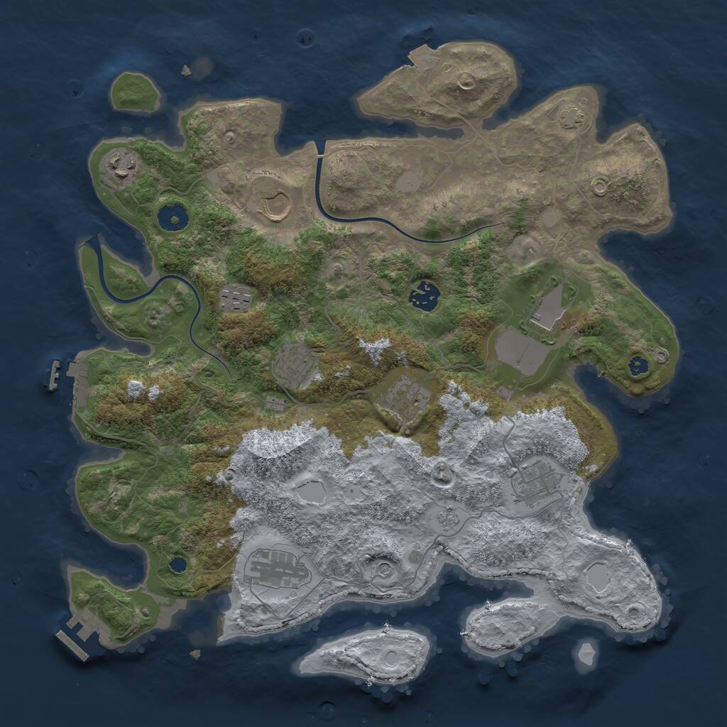 Rust Map: Procedural Map, Size: 3750, Seed: 1095552560, 15 Monuments