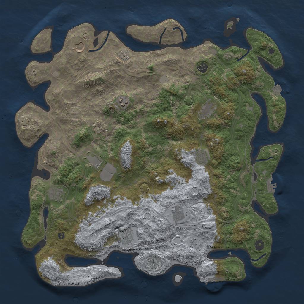 Rust Map: Procedural Map, Size: 4500, Seed: 4056611, 19 Monuments