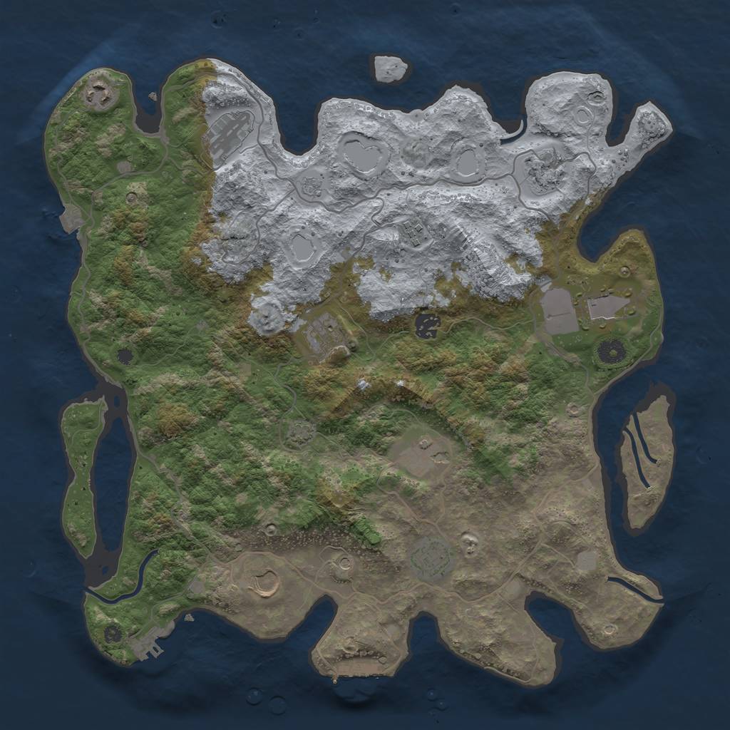 Rust Map: Procedural Map, Size: 4100, Seed: 45464, 18 Monuments