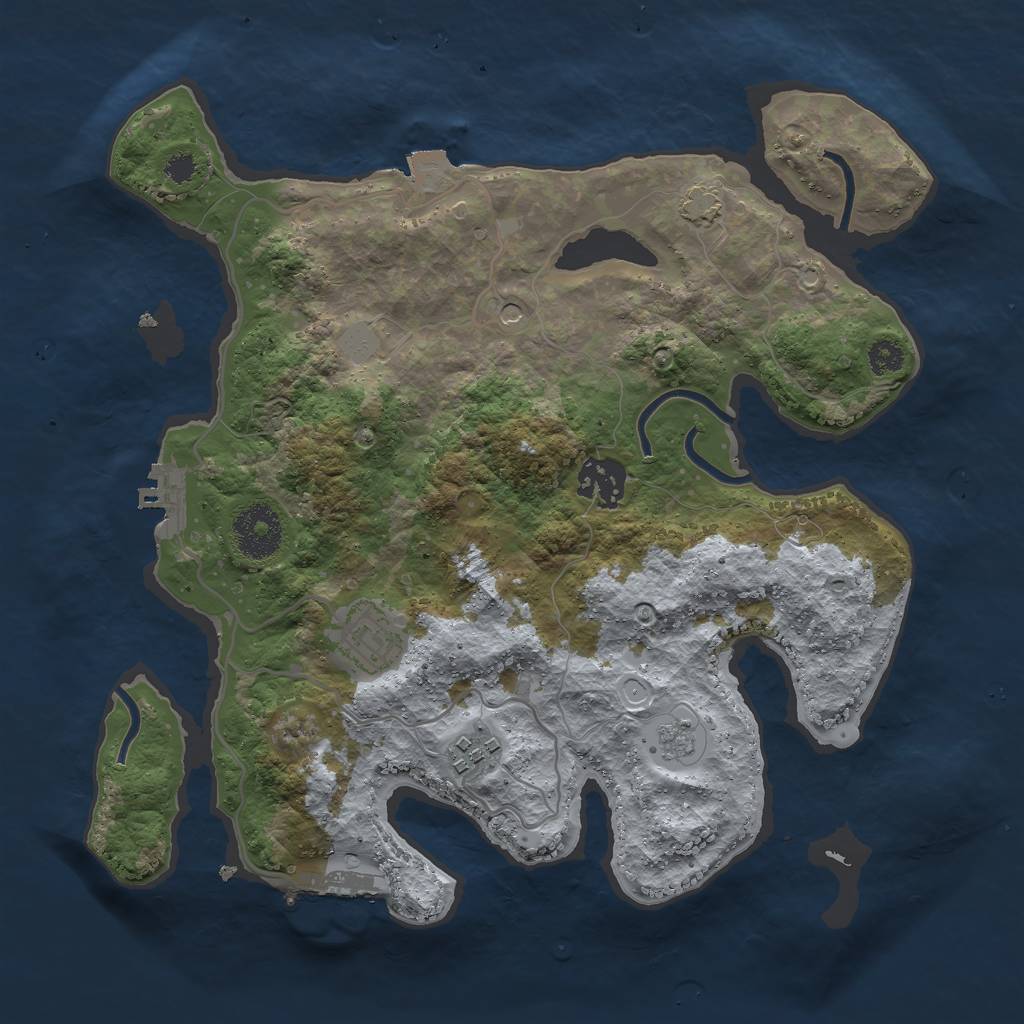 Rust Map: Procedural Map, Size: 3000, Seed: 779874, 11 Monuments