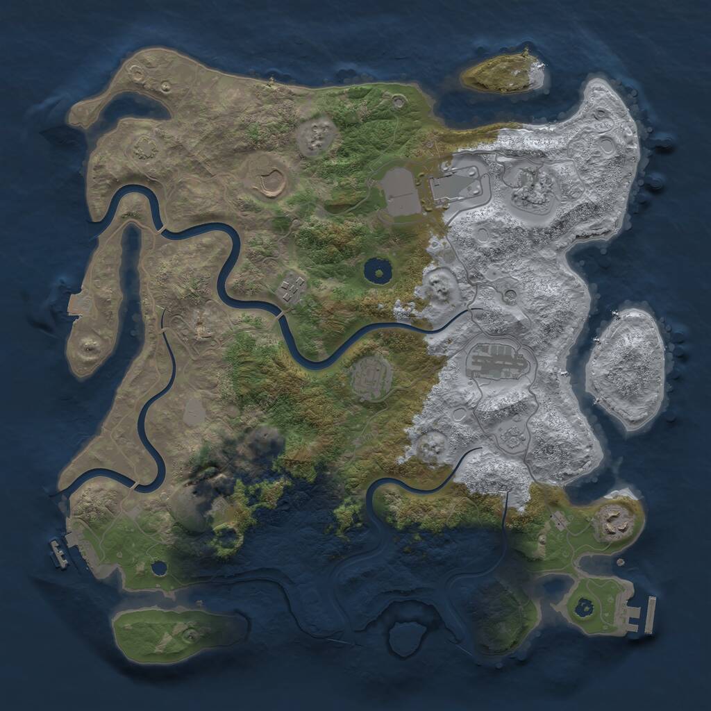 Rust Map: Procedural Map, Size: 3850, Seed: 3423421, 14 Monuments