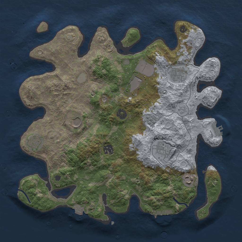 Rust Map: Procedural Map, Size: 3500, Seed: 62872143, 16 Monuments