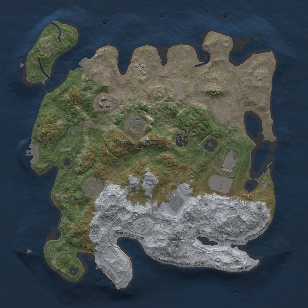 Rust Map: Procedural Map, Size: 3500, Seed: 730069056, 16 Monuments
