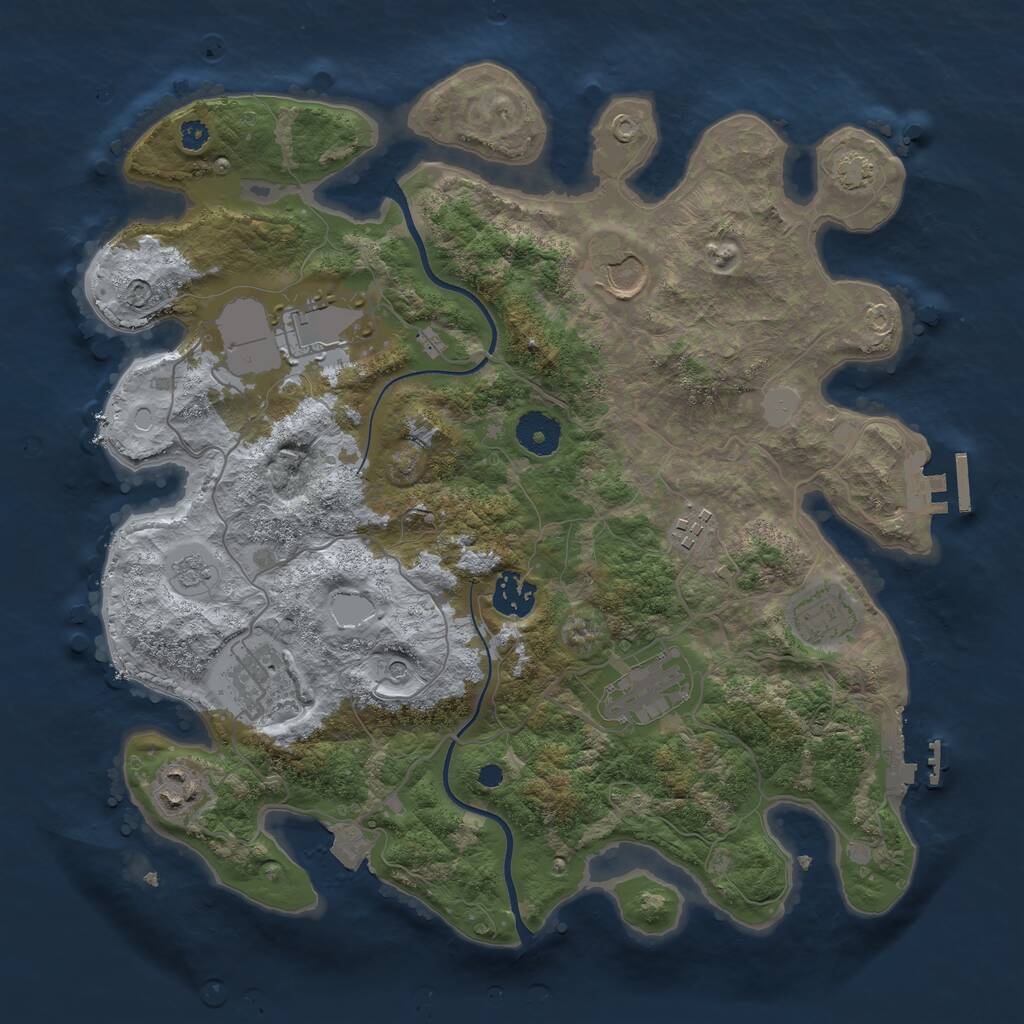 Rust Map: Procedural Map, Size: 3500, Seed: 174585456, 14 Monuments