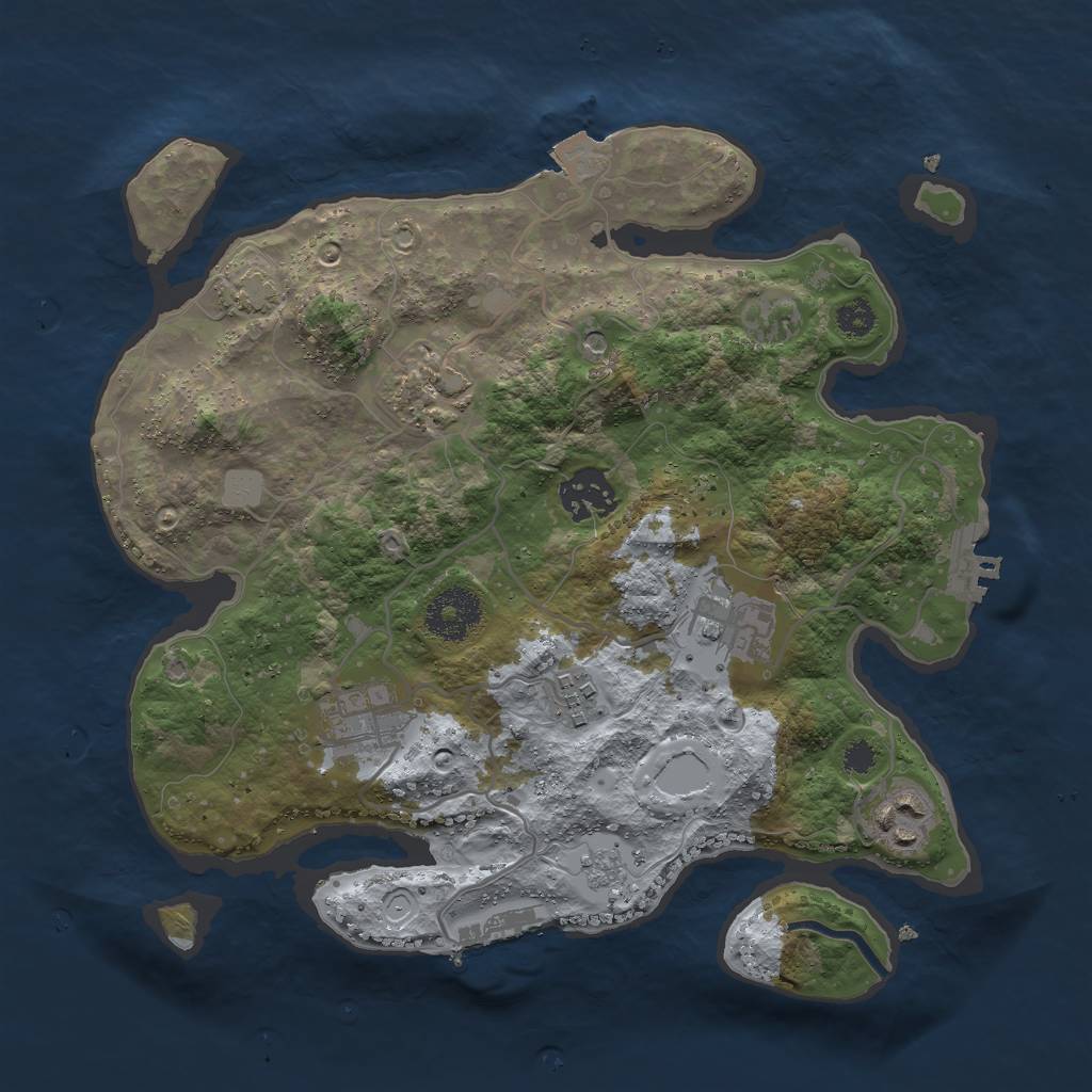 Rust Map: Procedural Map, Size: 3000, Seed: 42277, 14 Monuments