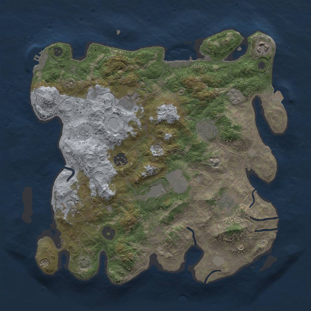 Rust Map: Procedural Map, Size: 3500, Seed: 1468525359, 16 Monuments