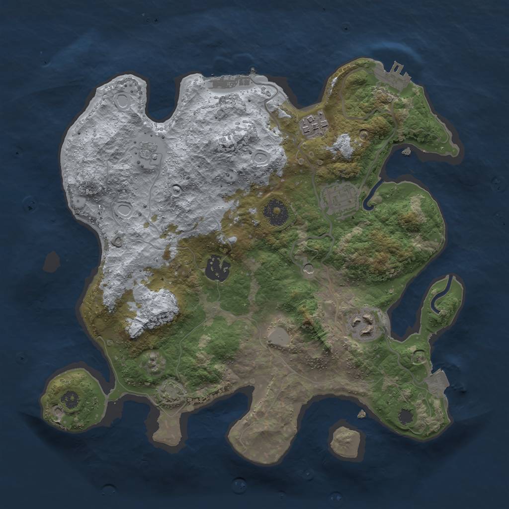 Rust Map: Procedural Map, Size: 3000, Seed: 2466554, 12 Monuments