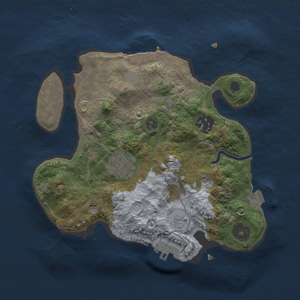 Rust Map: Procedural Map, Size: 2500, Seed: 74585623, 9 Monuments