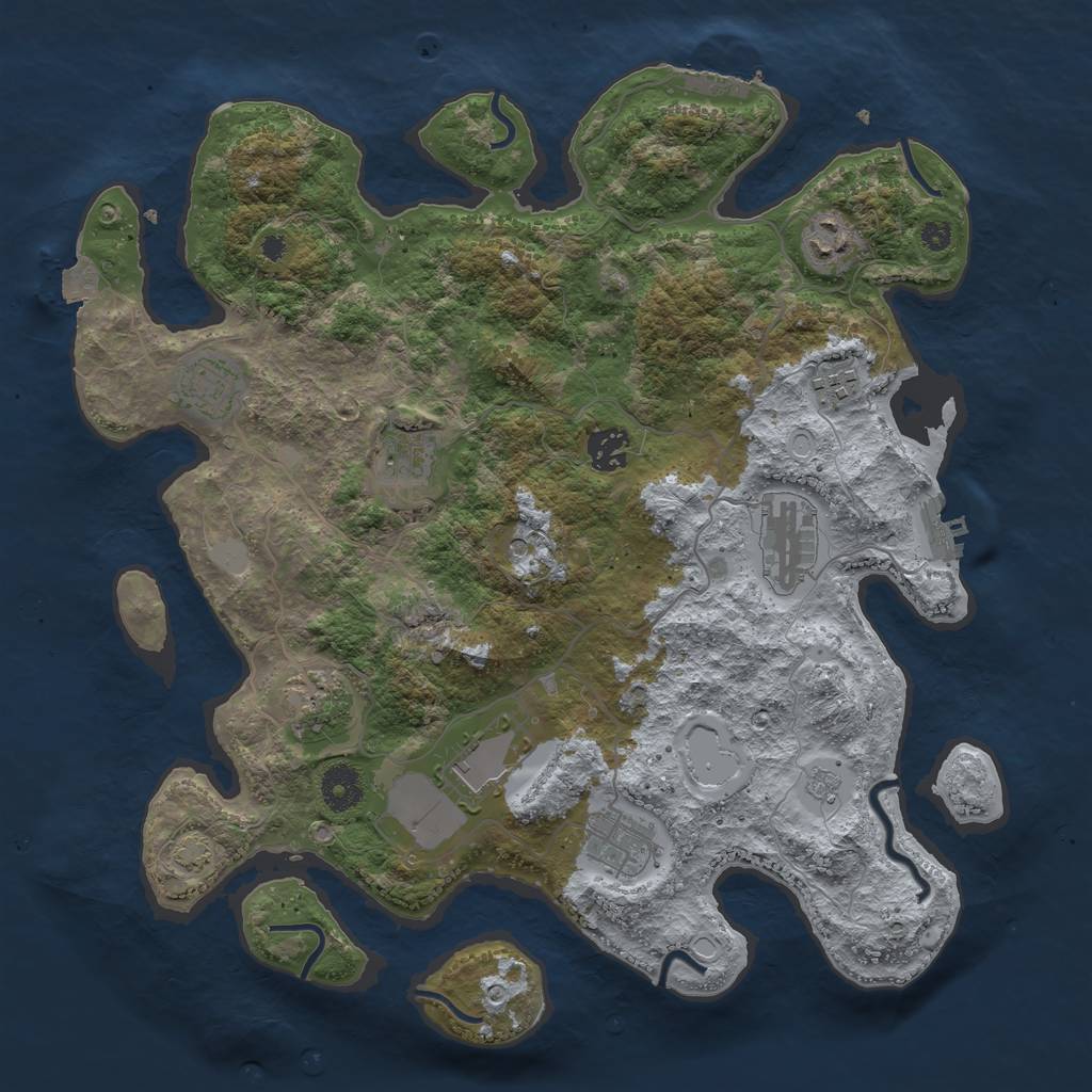 Rust Map: Procedural Map, Size: 3700, Seed: 19471822, 17 Monuments